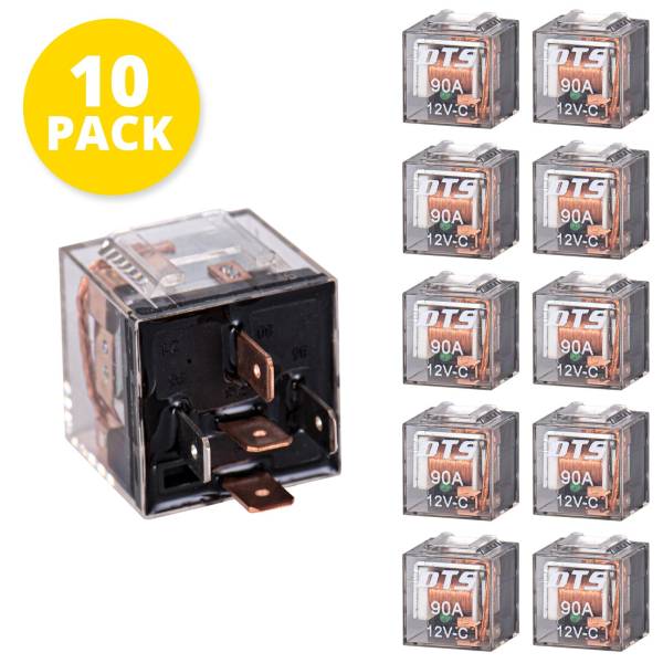DTS - New Set of 10pcs Relay 5 Pin 12v 90 Amp (87a-87) WITH LED