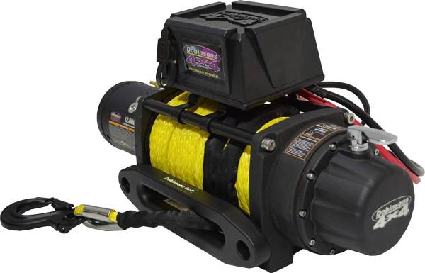 Dobinsons - Dobinsons 12V Electric Winch - 12,000 LBS Capacity with Synthetic Rope, Hawse Fairlead and Remote Control(EW80-3815S)