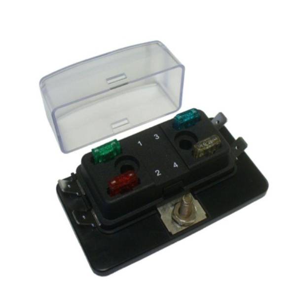 DTS - New Automotive Mini Blade Fuse Holder Box 4-Circuit Fuse Block - LED Illuminated