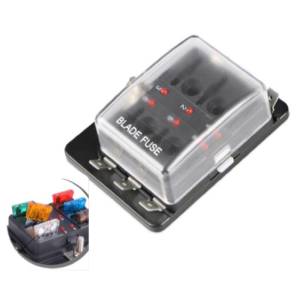 DTS - New Automotive Mini Blade Fuse Holder Box 6-Circuit Fuse Block - LED Illuminated - Image 1